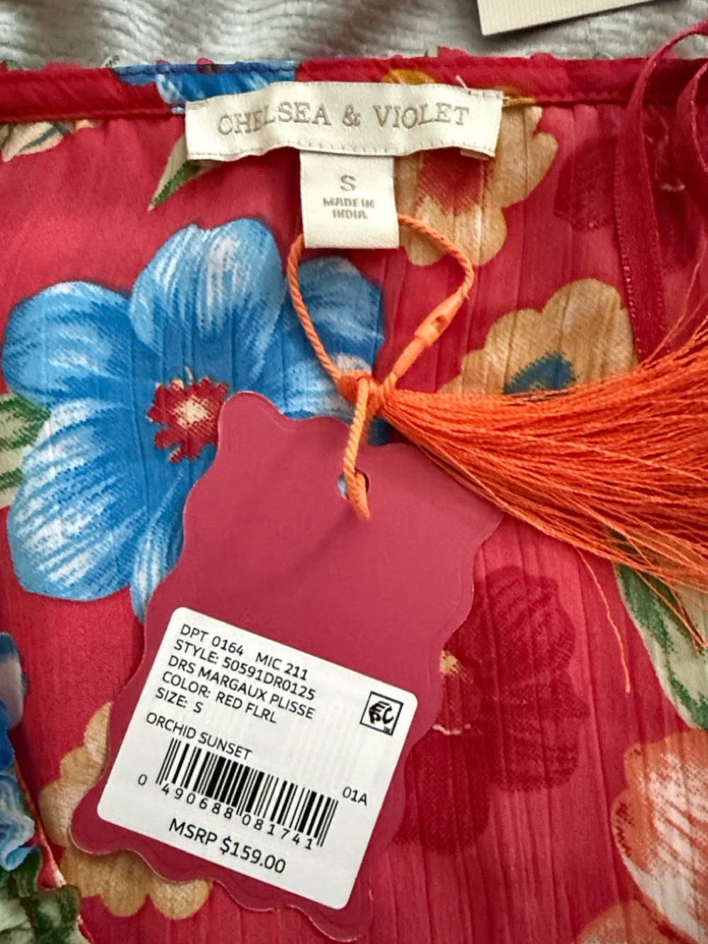 Chelsea & Violet Margaux Plisse Red Tiered Maxi Dress Side Zipper Side - Picture 12 of 15